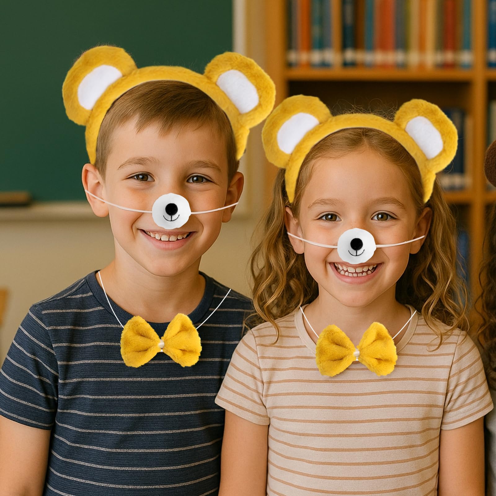 APOMOONS Kostium niedźwiedzia, zestaw 4 sztuk, opaska na włosy, kokardki na nos, uszy misia, opaska na czoło, opaska na czoło, opaska na czoło, opaska na czoło dla dzieci, damska opaska na włosy, na