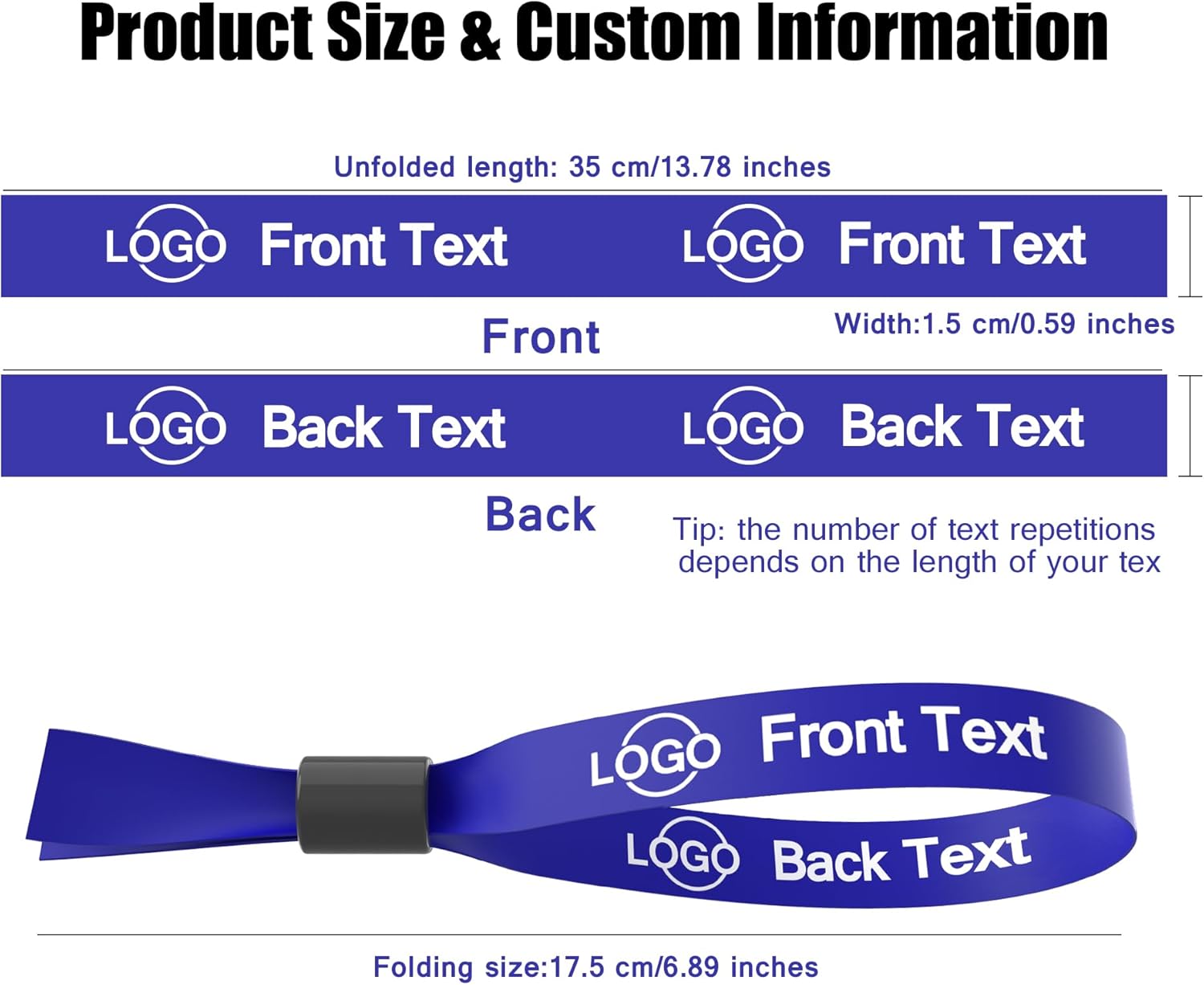 50-5000 Pcs Custom Cloth Wristbands, Personalized VIP Adjustable Reusable Ribbon Wrist Bands, Bulk Party Promotional Concert Club Wristbands