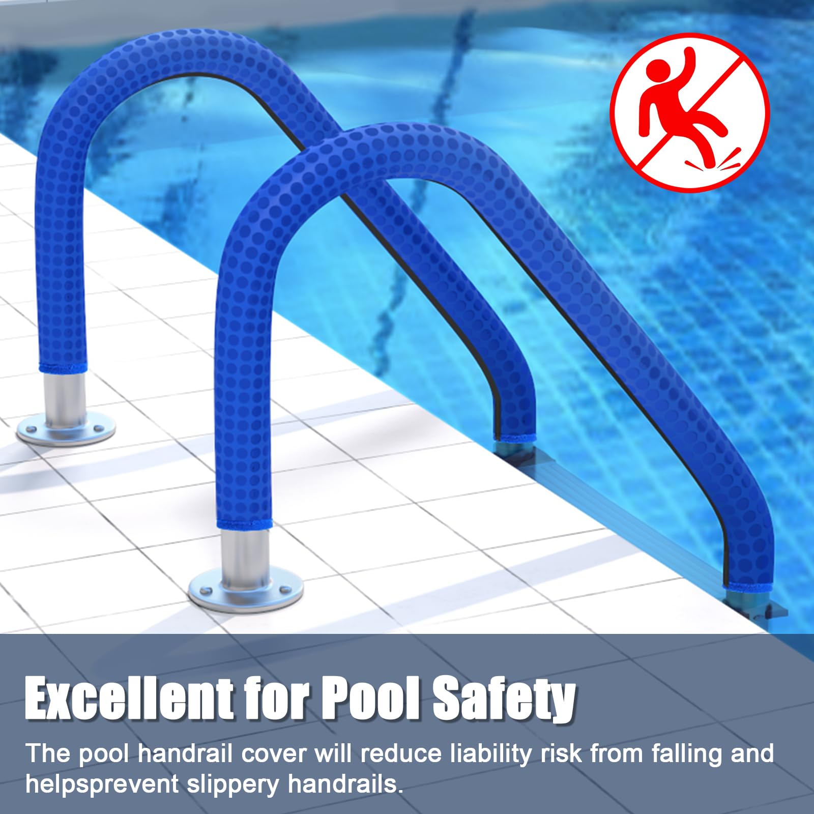 Pool-Handlaufabdeckungen mit Reißverschlüssen, 120 cm, für den Innenbereich, rutschfest, kühl, hitzebeständig, für den Innenbereich, blau, rutschfest, Schwimmbadgeländer, Treppengriff, 120 cm