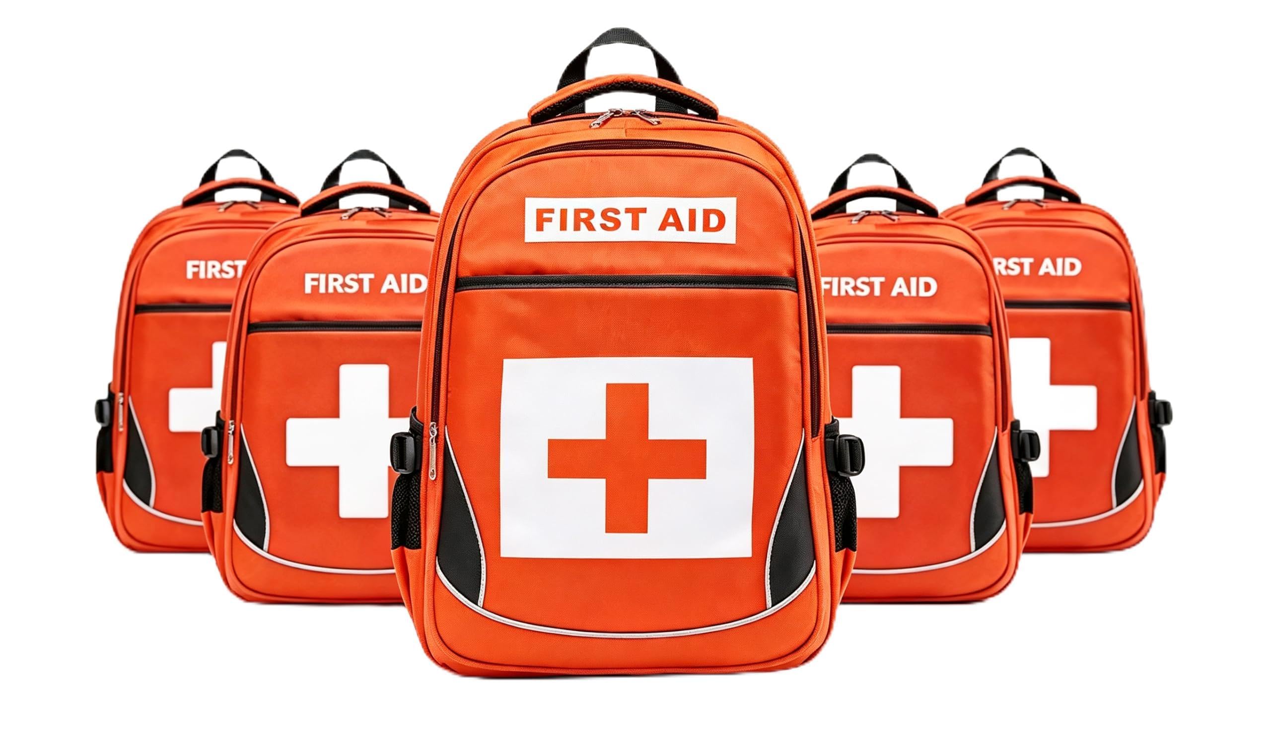 First Aid Bag Empty Red Emergency First Responder Trauma Multi-Pocket Traveling Field Trips Camping Essentials (Orange,Pack of 5)