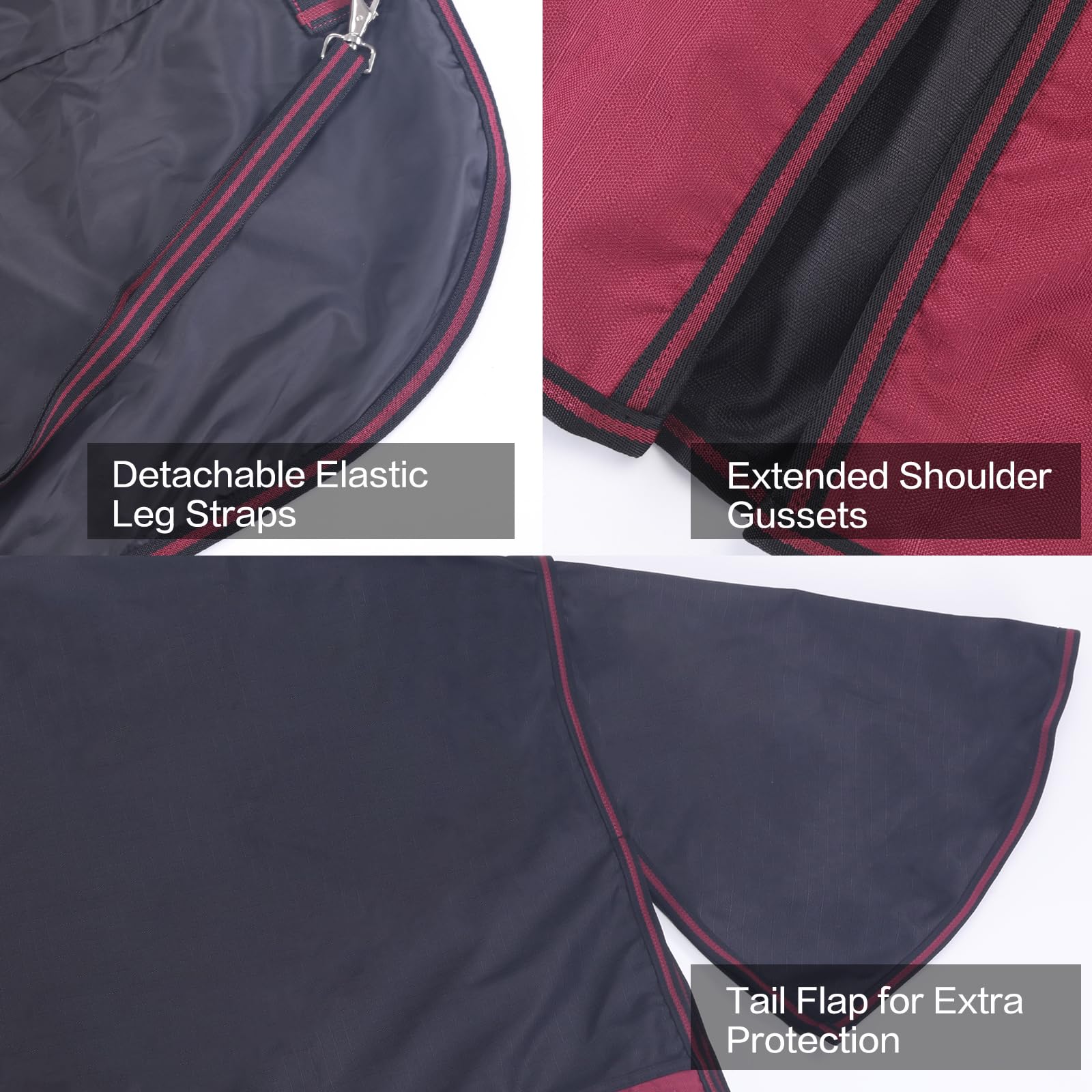Leberna 1200D Waterproof Turnout Rug for Horses, Lightweight Ripstop Breathable Turnout Horse Rugs with Standard Neck - Image 3
