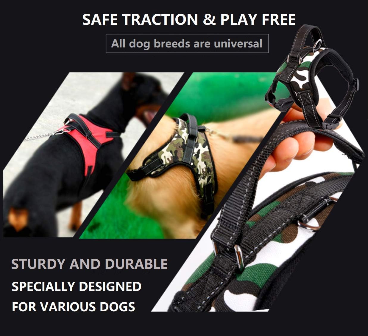 Dog Harness No Pull Pet Harness 3M Reflective Adjustable Outdoor Pet Vest for Dogs, Pet Harness for Small Medium Large Dogs With Dog Rope