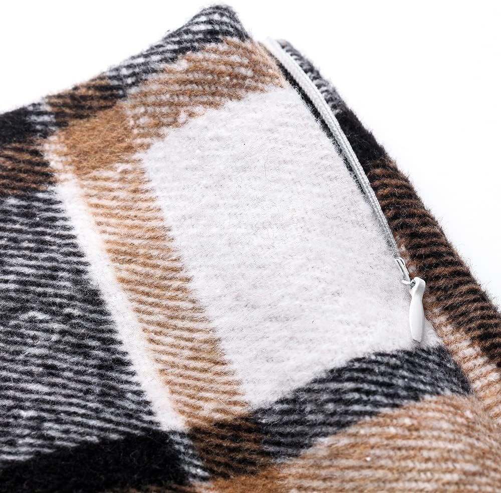 Womens Wool Plaid Mini Skirts Fall Winter High Waist Bodycon Pencil Skirt - Image 3