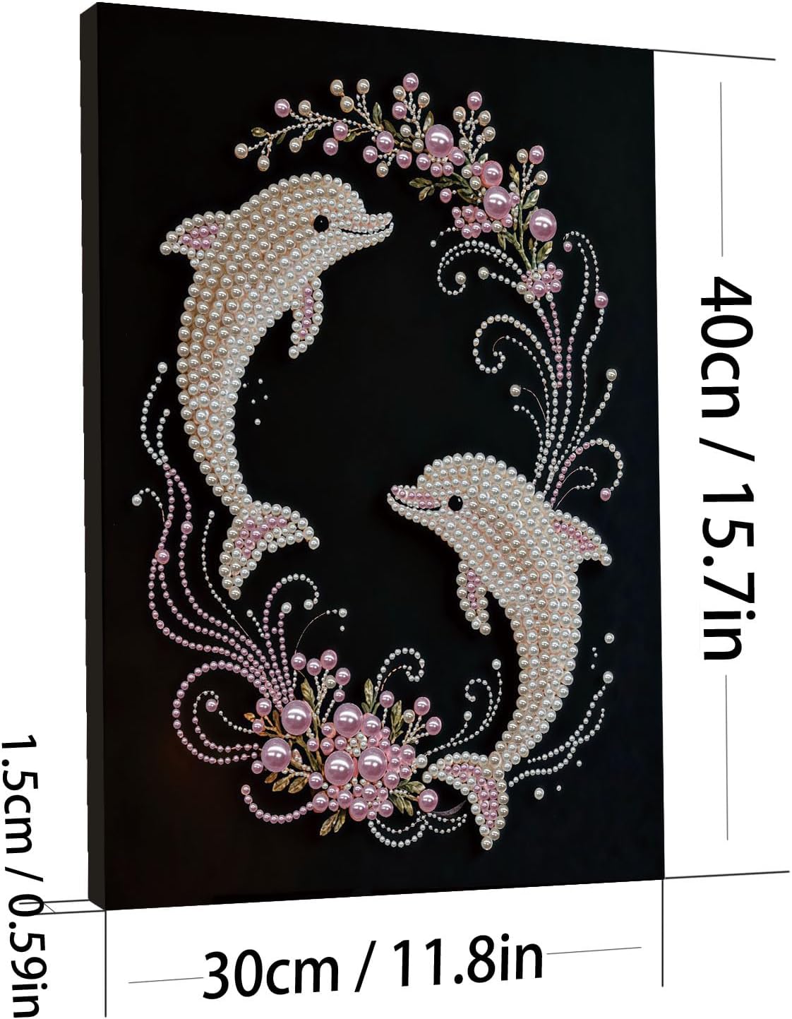 POETRYDRAW DIY Diamond Pearl Painting Kit for Adults Dolphin, Beginner Friendly Craft Kits with Frame 30x40cm, Home Decor Housewarming Gift, Diamond Dots Beads Canvas Art for Wall Decor