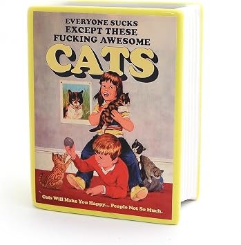 Lenny Mud Cat book, Awesome Cats, book shaped decoupaged pencil holder or planter, mature language