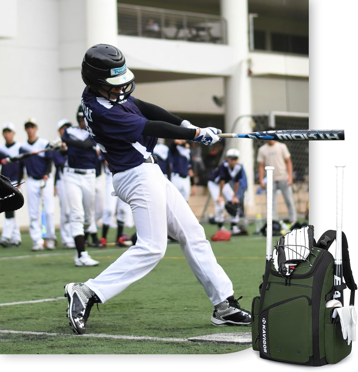 Baseball Bag for Youth and Adult, Softball Bag 50L Large Capacity Holds 4 Bats, Equipment Backpack with Shoes Compartment - Image 8