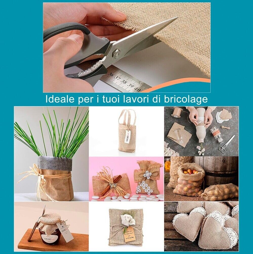 Juta Tessuto Tela Yuta Fibra Naturale 336 GR/m² Decorazioni Casa Rivestimenti Bricolage 150x300 Cm