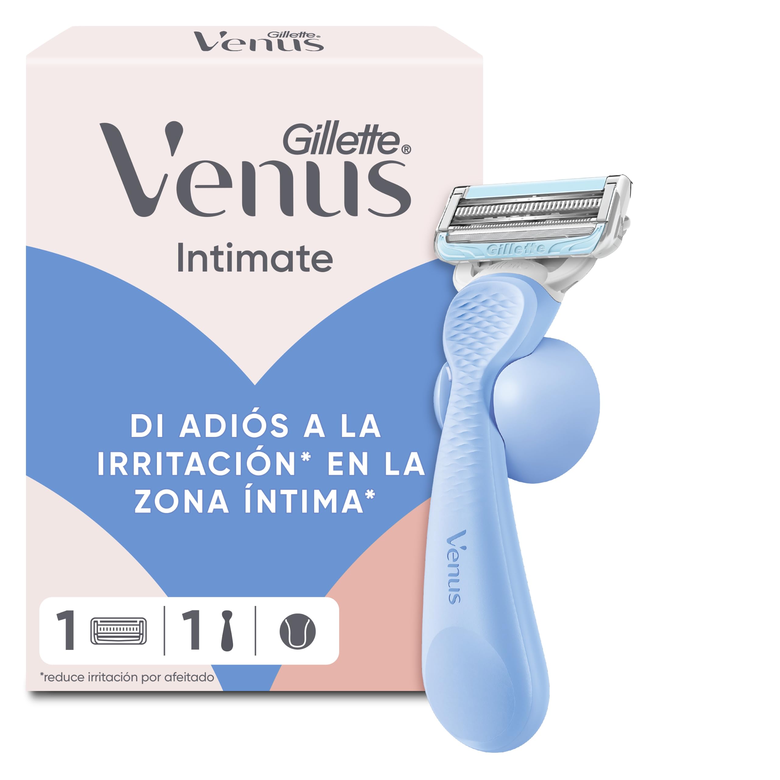 Gillette Venus Maquinilla de Afeitar para Mujer para Ingles Y Zona Íntima, 1 Mango + 1 Recambio, Ayuda a Proteger La Piel de La Irritación Tras La Depilación