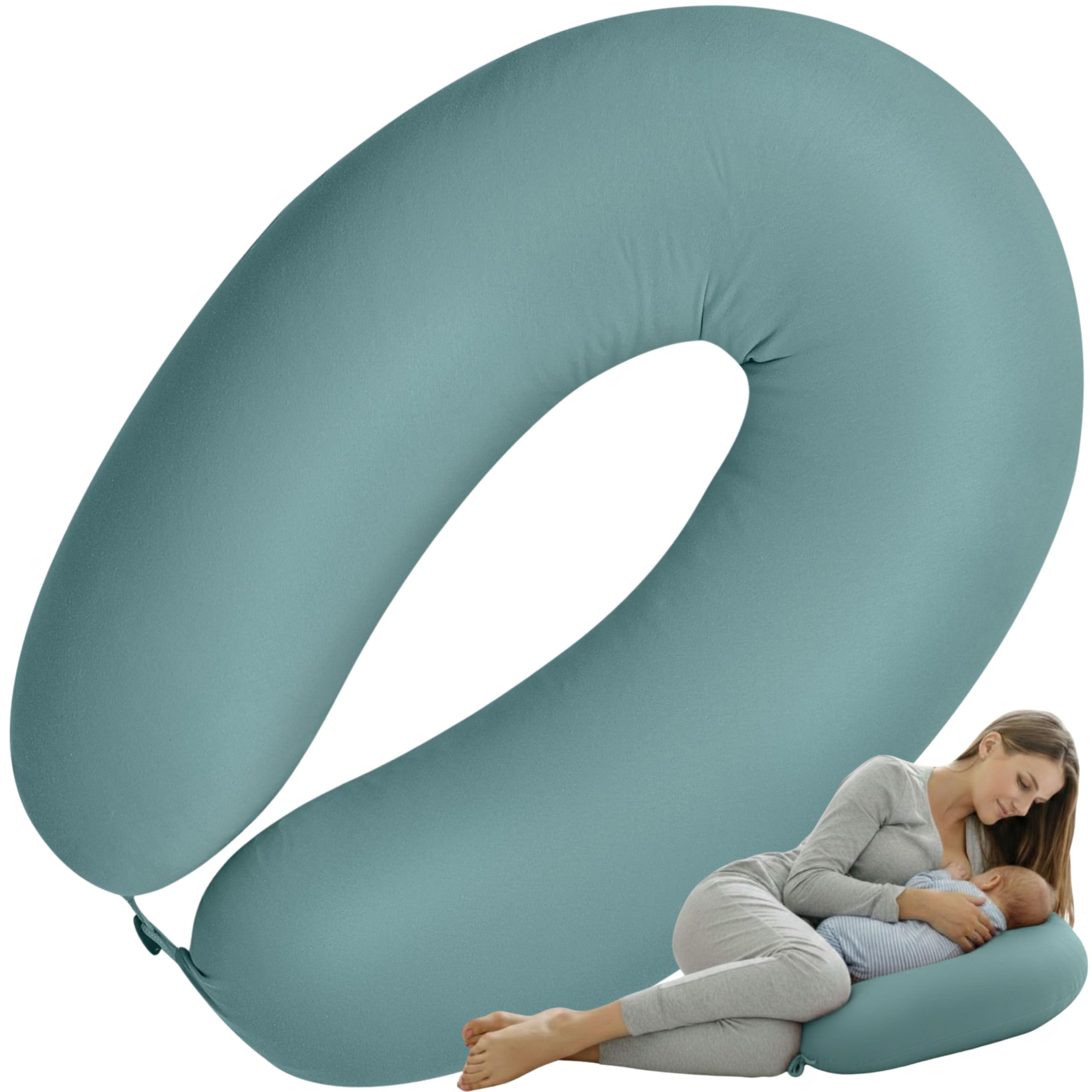 sei Design Stillkissen 170×30 cm – ergonomisch geprüftes Unterstützungskissen für Erwachsene – leise Faserbällchenfüllung – Premium-Baumwollbezug mit XXL-Reißverschluss – waschbar & formstabil