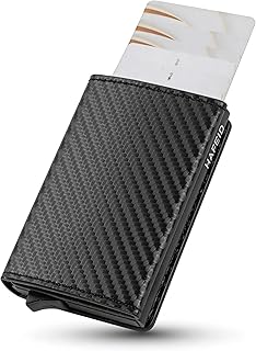 Magnet Wallet Slim - Kartenetui RFID Schutz - Portemonnaie Münzfach Scheinfach - Kreditkartenetui Geldbeutel - Geldbörse Damen Herren - Mini Portmonee Carbon