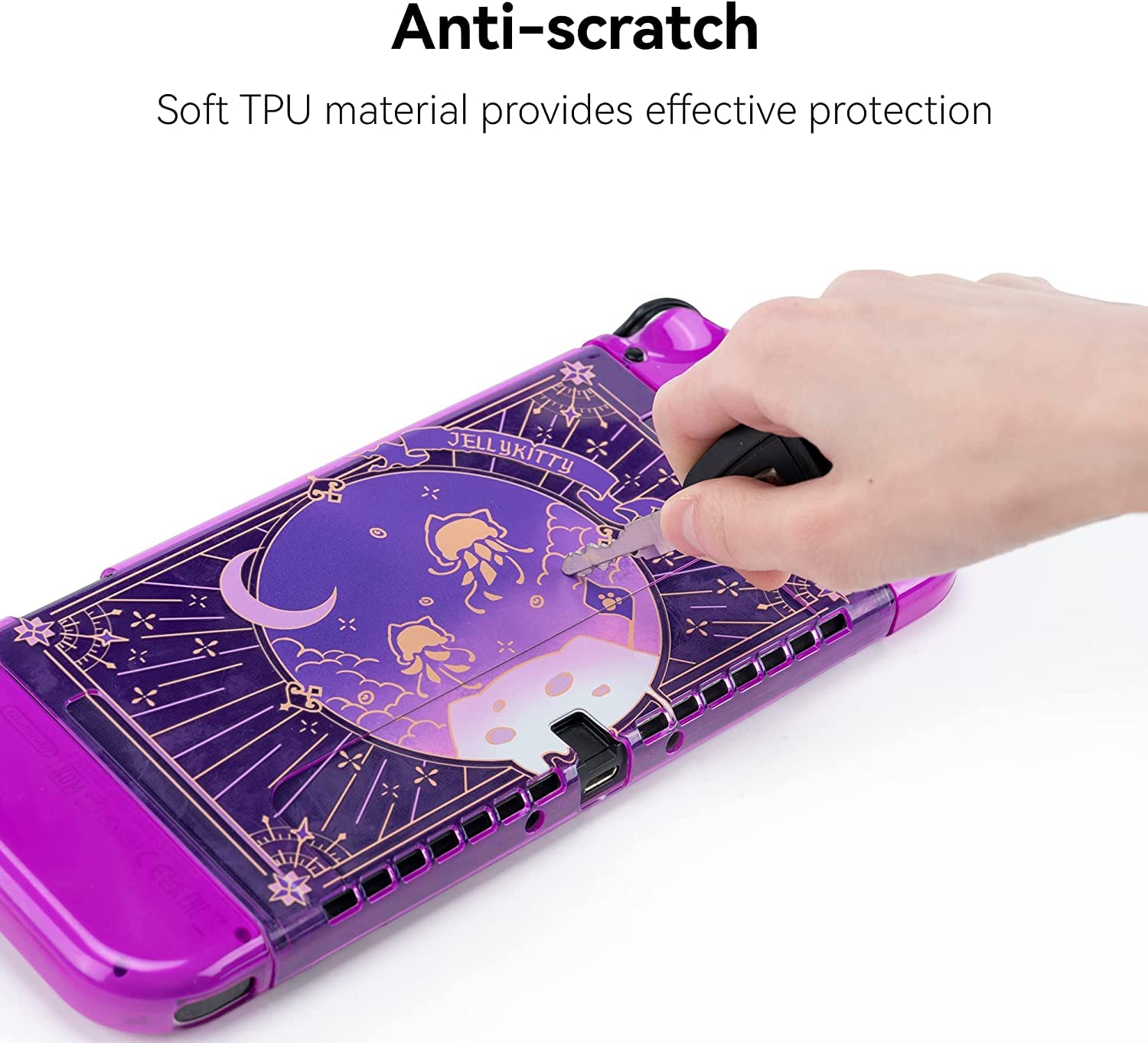 GeekShare Schutzhülle für Switch OLED-Modell, weiches TPU, schlanke Schutzhülle, kompatibel mit Switch OLED-Konsole und Joy Con (Jellyfish Cat)