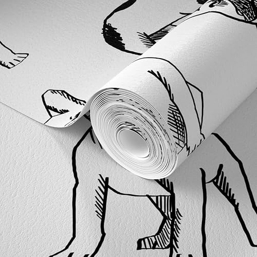 Miniatura 2 de Papel tapiz de grado comercial Swatch  Bulldog francés Negro Blanco Perros Frenchie Monocromo Lindo Cachorro Tradicional Papel pintado por