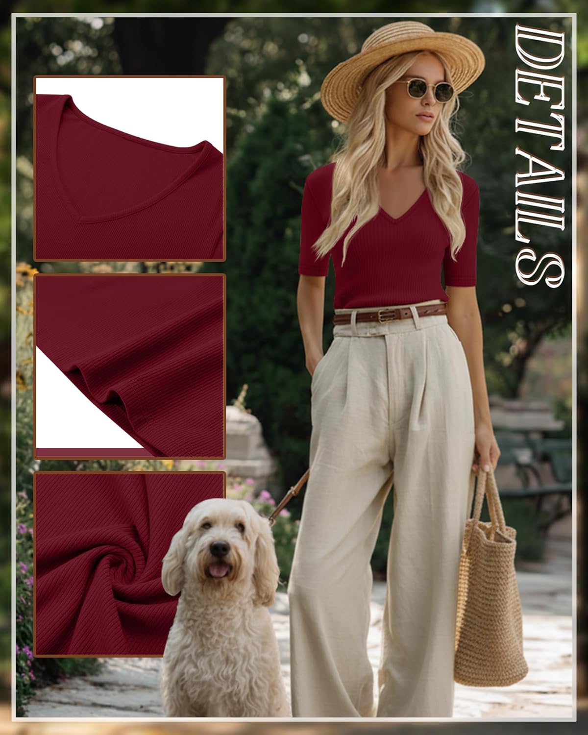 Riyiper 3 Pack Women's Half Sleeve Top Elbow Length Ribbed Cotton T Shirt Women V Neck Summer Tee Slim Fit Casual Blouses - Image 5