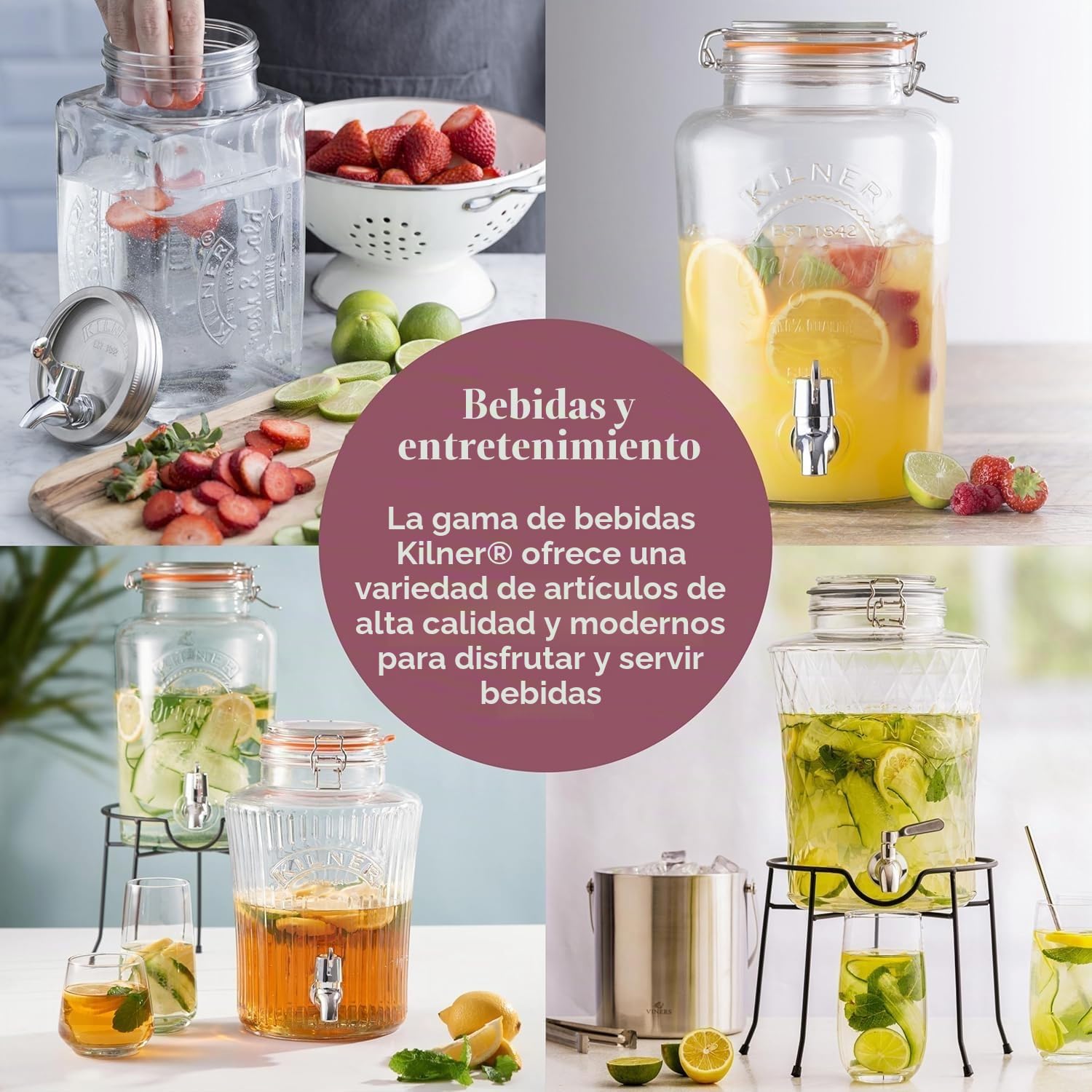 Kilner Tarro de almacenamiento de vidrio de 3 litros con grifo dispensador, ideal para la ingesta diaria de agua, bebidas infundidas y cócteles, perfecto para hosting en casa, fiestas y bufés