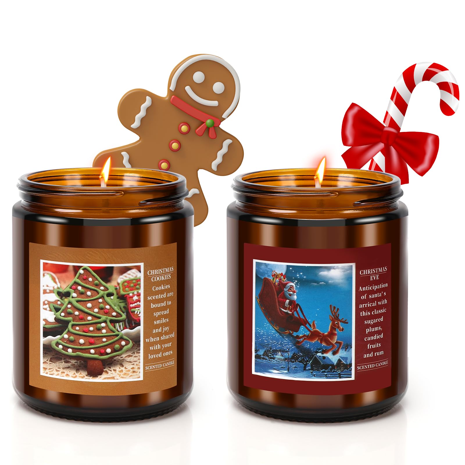 Juego de velas perfumadas, juego de regalo para mujeres, 2 aromas diferentes, vela de Navidad, cera de soja natural para mujer, vela perfumada decorativa para Navidad, cumpleaños, día de la madre, día