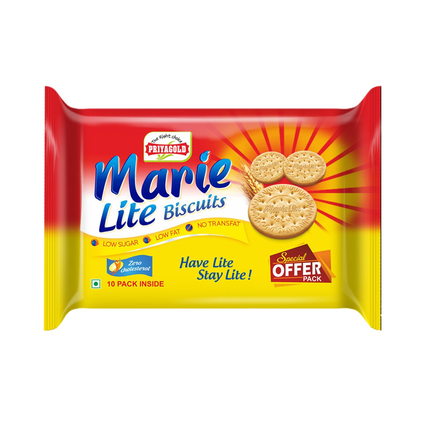 Priyagold Marie Lite Biscuits, 500gm, 50gm Free, (Pack of 10) Amazon