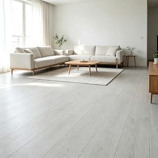 Vinylboden Selbstklebend 5.01m²/ 36Fliesen PVC Bodenbelag Selbstklebend | Dicke 2mm Wasserdichte Klebevinyl Selbstklebend Bodenaufkleber für Küche Bad Haus Bodenfliese, Hellgrau