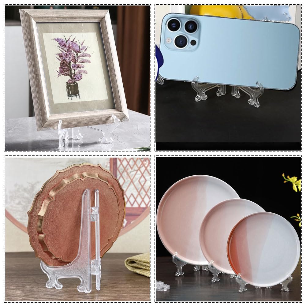 12 Pezzi Porta Piatti da Esposizione, 7 Pollici Trasparente Plastica Cavalletto, Piastra Supporti per Immagini Casa Matrimonio Decorazione