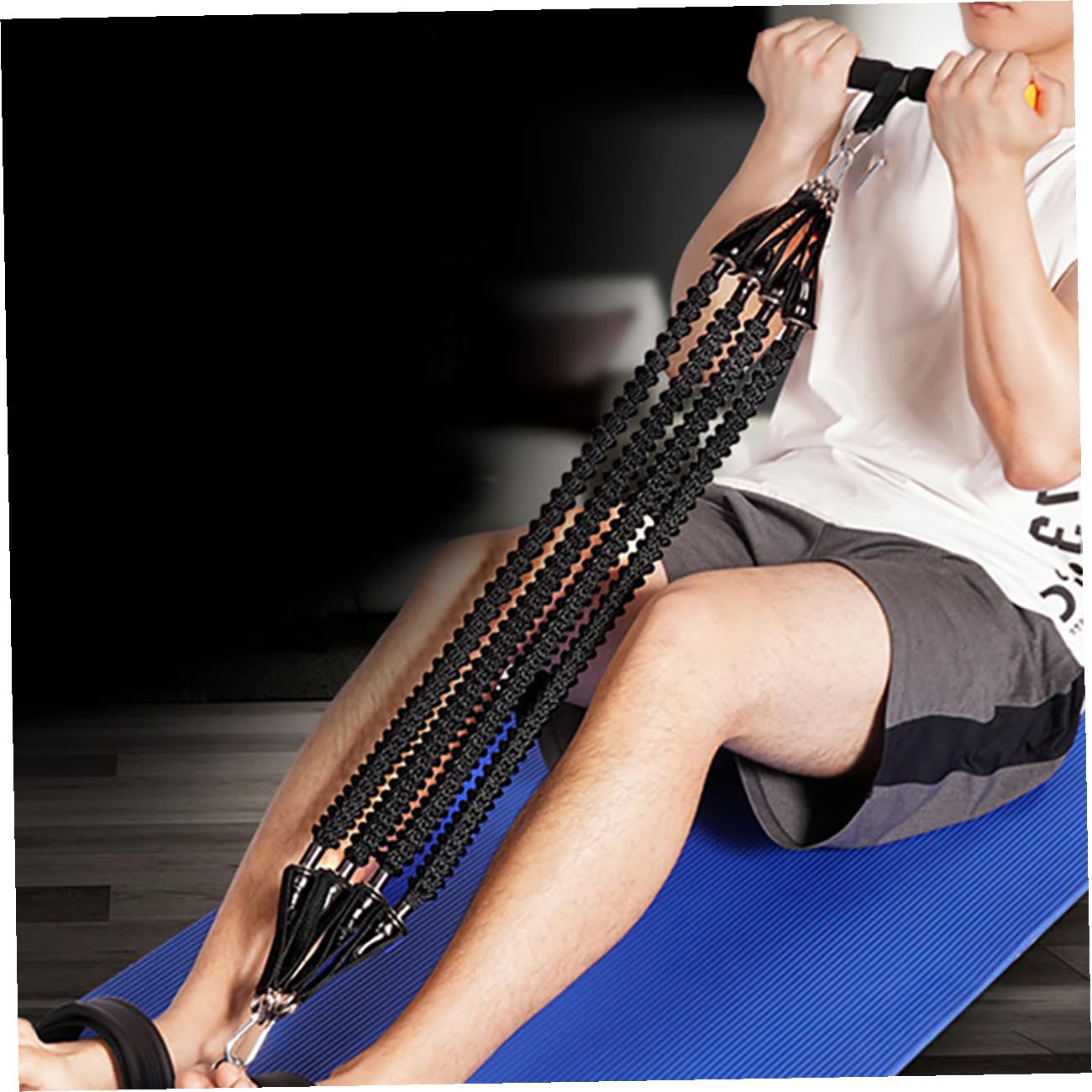Corda Elastica Fitness Pedale Nero in Pte e Schiuma per Allenamento Muscolare e Resistenza per Bicipiti e Spalle in Casa