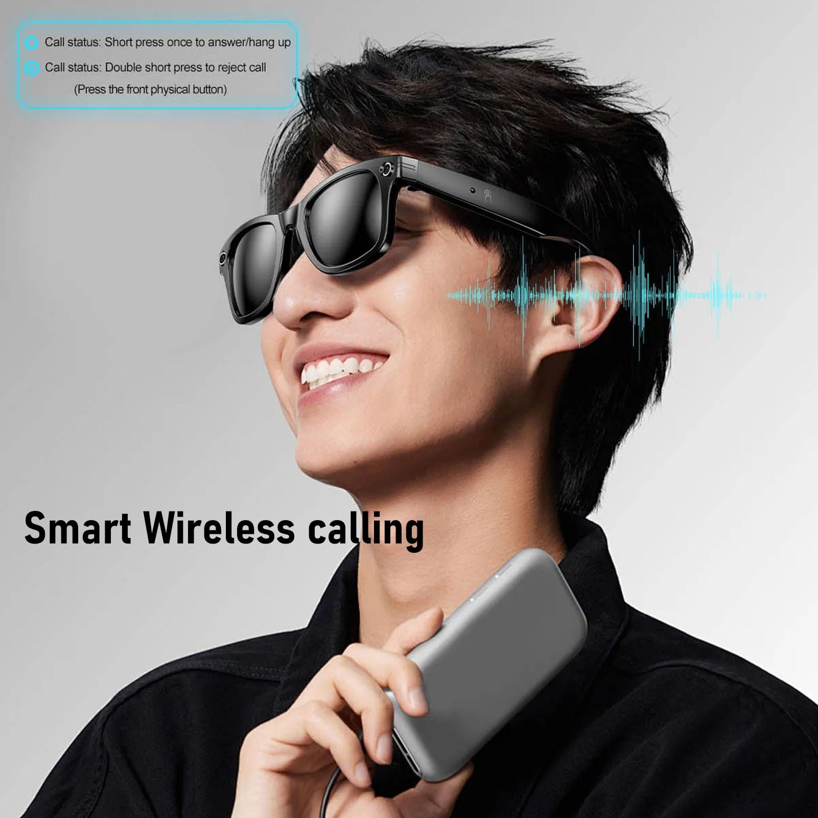 PUSOKEI Gafas Inteligentes Al con Cámara HD de 1080p, Traducción en Tiempo Real, Bluetooth 5. 4 Gafas de Grabación de Vídeo para Hombres y Mujeres, Parlantes Abiertos y Micrófono (Gafas de Sol)