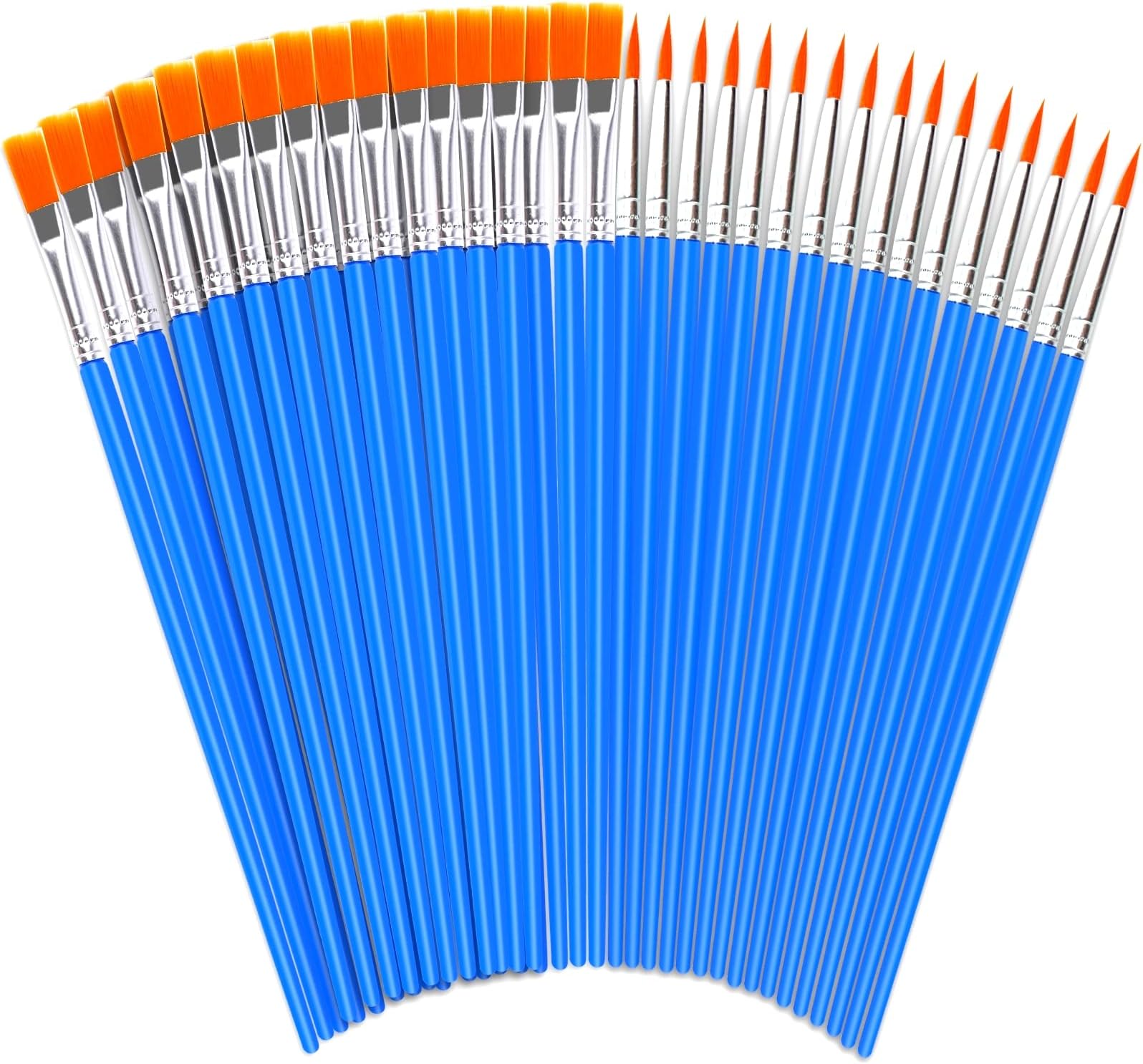 60Pcs Small Paint Brushes Bulk, Round Flat Mini Paint Brush Set, Aisuly Tiny Painting Brushes for Kids Classroom Crafts Acrylic Oil Watercolor Canvas Face Painting