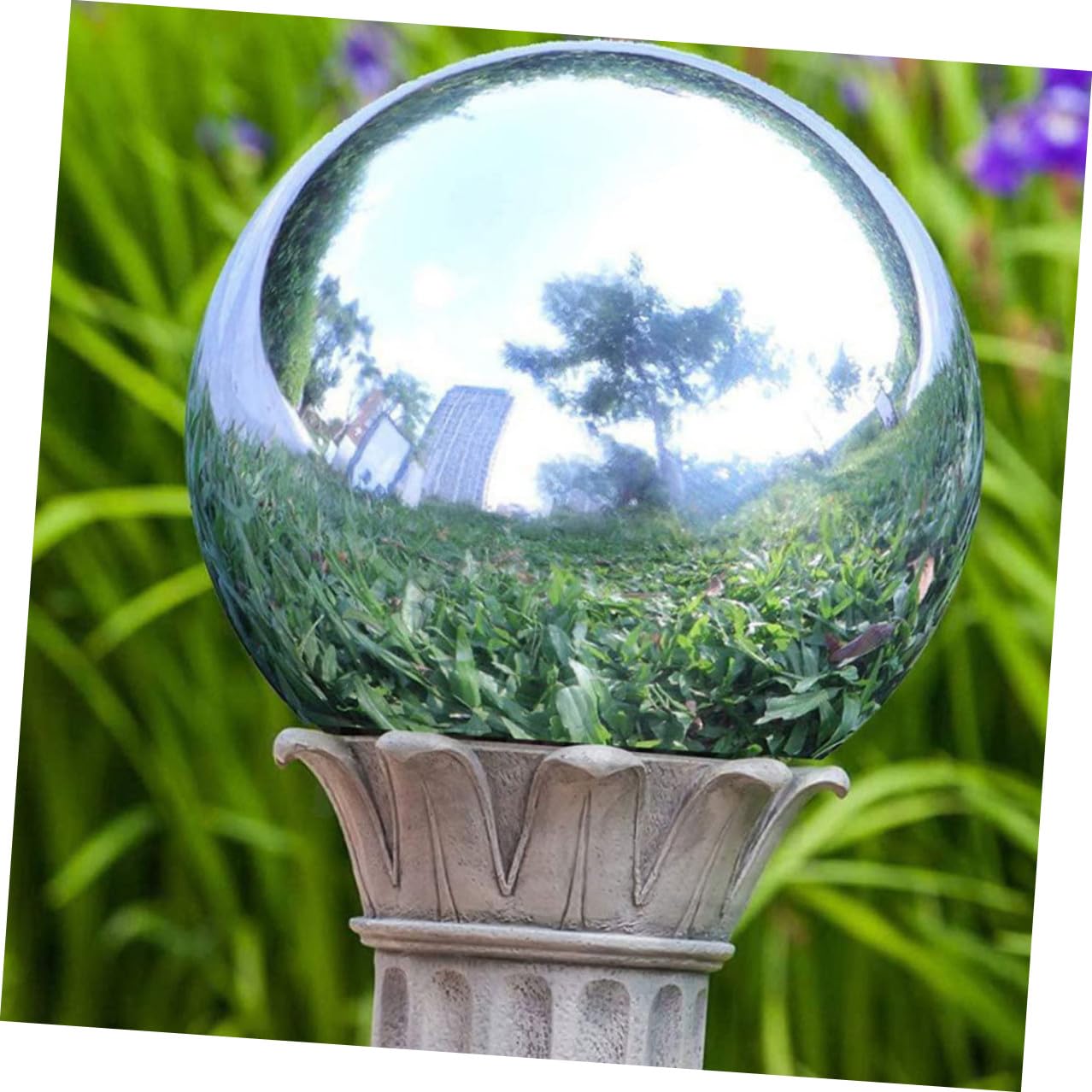 Gadpiparty Sfera Decorativa Inox da Argento in Acciaio Giardino Riflettente