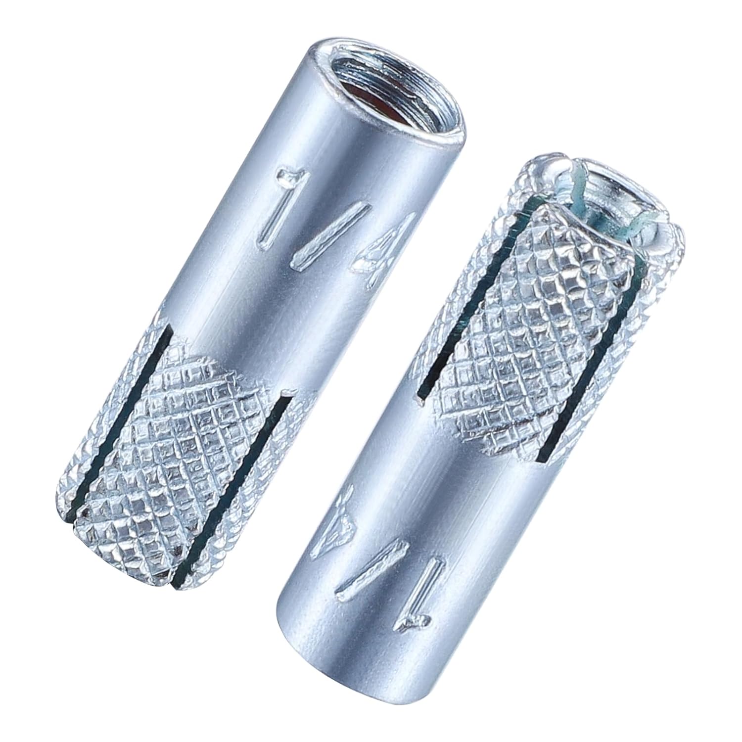 Wensilon 20-Pack 1/4-20 Zinc Plated Knurled Drop-In Anchors for Concrete - Premium Carbon Steel Expansion Bolts