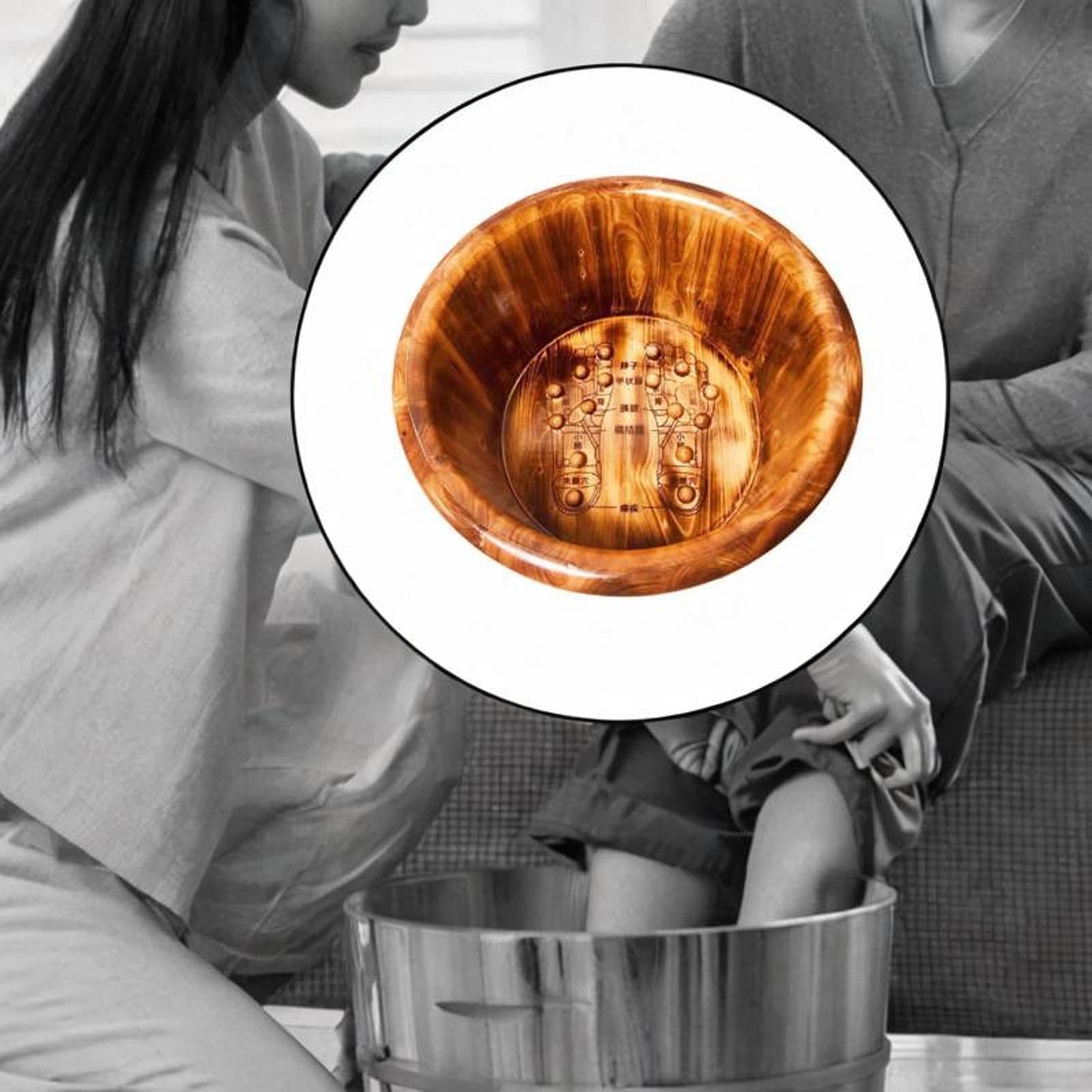 Fußbad Eimer Fußbadewanne Badezuber Spa Holztonne Pediküre mit Integrierten Massagepunkten Fördert Durchblutung für Männer Frauen Senioren Wohnun, 26cmx40cm