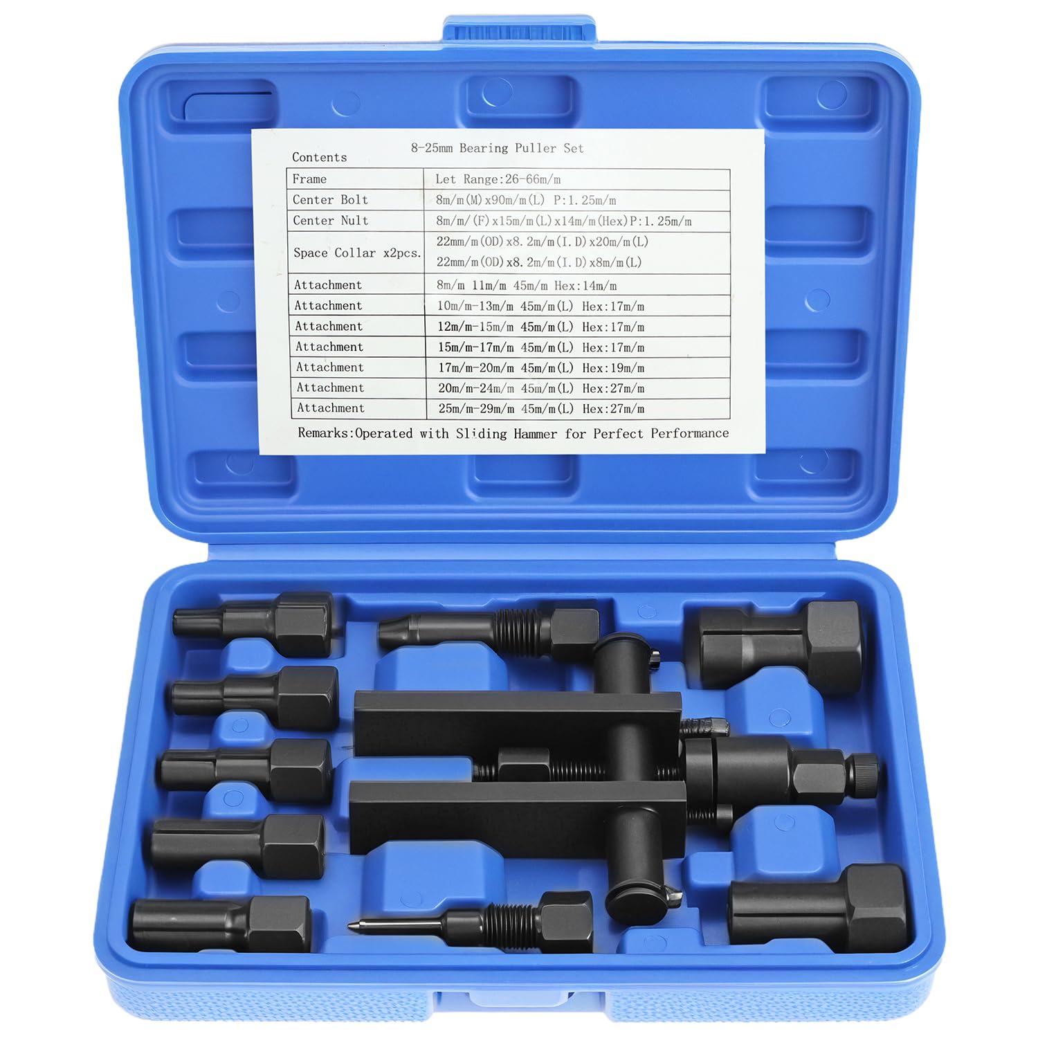 QWORK® 10pcs 8-25mm Motorcycle Internal Bearing Puller Set Alloy Steel Motorcycle Wheel Bearing Removal Tool Set