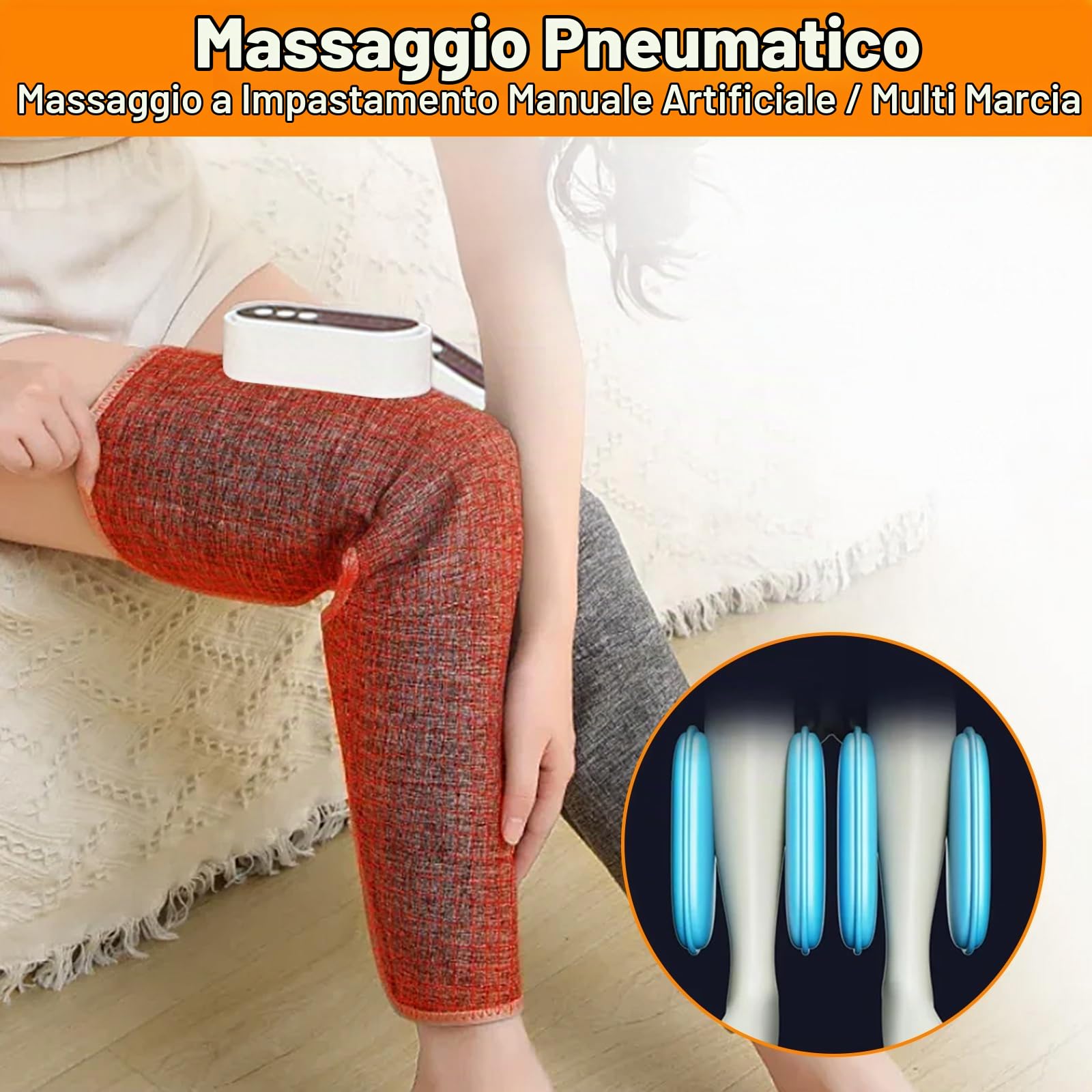 Massaggiatore Elettrico per Gambe, Massaggiatore a 3 Modalità per Alleviare il Dolore con Ricarica USB, 3 Livelli di Intensità e Temperatura per Favorire il Rilassamento Muscolare