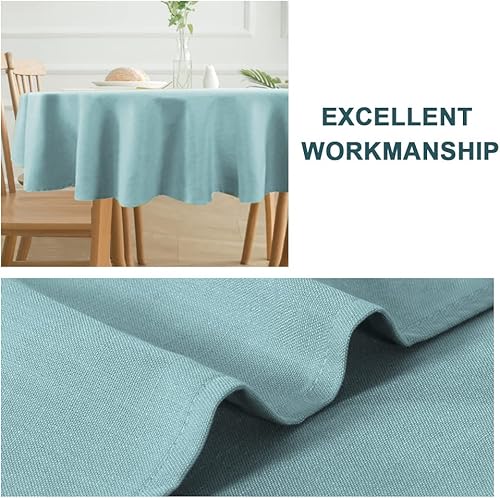 Miniatura 5 de FantasDecor Mantel redondo resistente a las arrugas e impermeable, lavable de tela de lino para cocina, comedor y uso al aire libre, aguamarina, 70