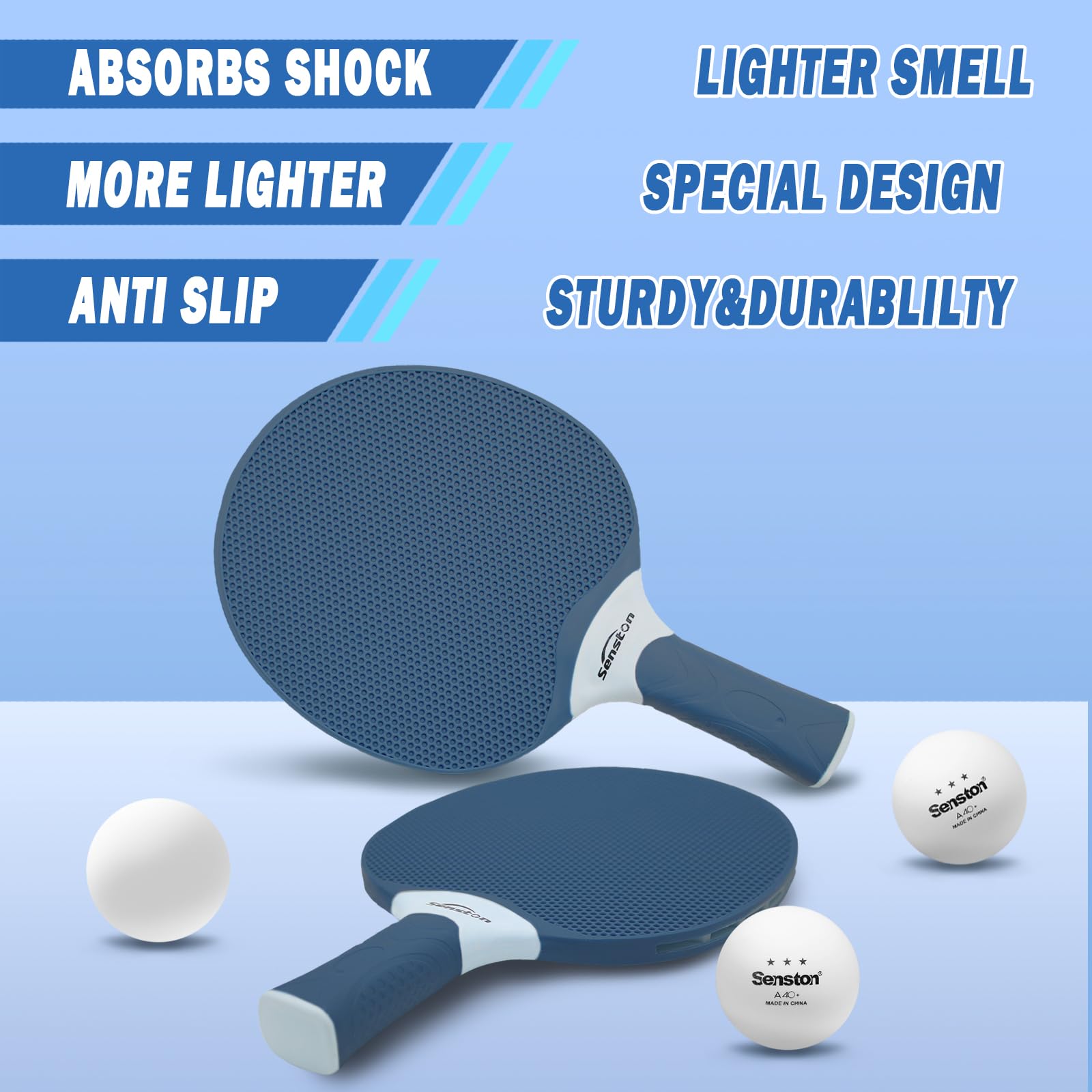 Senston Palas Ping Pong- Equipamiento Esencial para Amantes del Deporte, Raquetas Ping Pong con 3 Pelotas — view 3