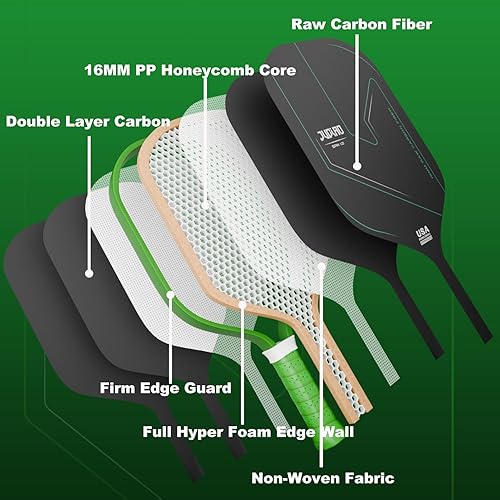 Miniatura 2 de Pickleball Paddles,Professional Thermoforming Pickleball Rackets,T700 Carbon Fiber Surface & Polymer with 16MM Honeycomb Core,USAPA Approved Pickle