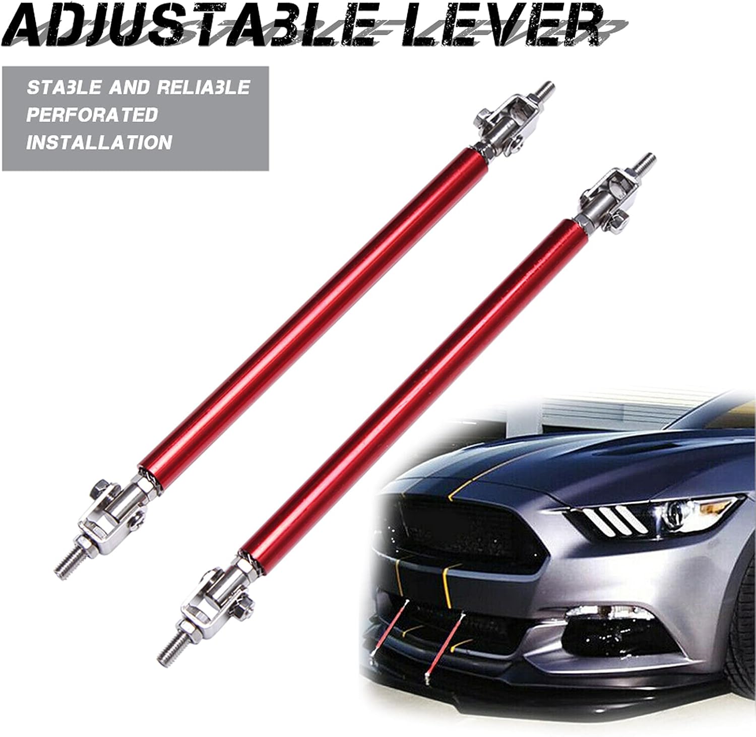 JMTBNO Universal Front Bumper Lip Splitter Front Lip Spoiler Front Splitter Body Kit with Lip strut Rod Compatible with Honda Civic Audi A1 A3 Golf Ford Mustang Focus Subaru WRX STI Mercedes-Benz