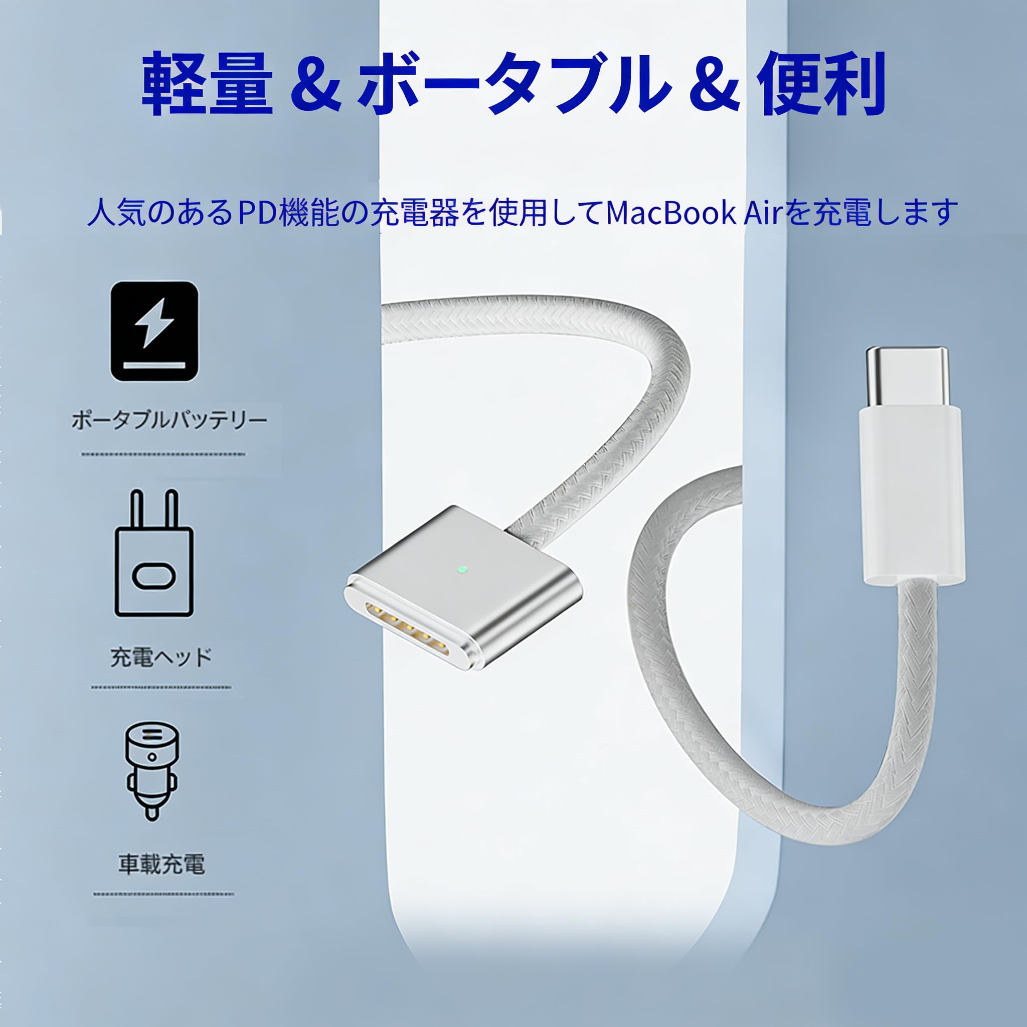 Amazon.co.jp: 140W USB-C to Magnetic 3 ケーブル、ナイロン編組 6