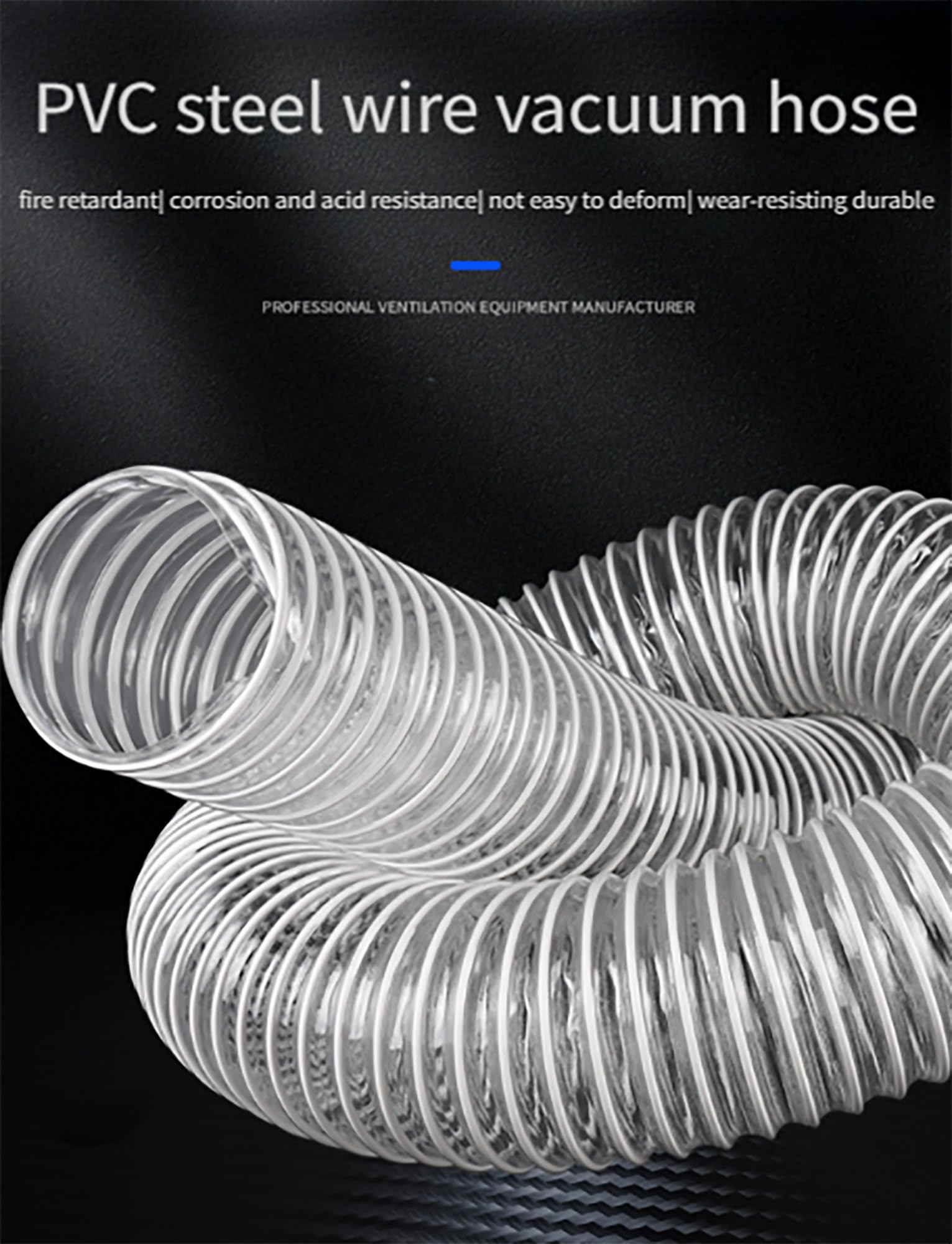 Tuyau de collecte des fumées en PVC transparent for ateliers, extraction, ventilation du bois, tube anti-perforation de 3 mètres(40mm/1.57in)