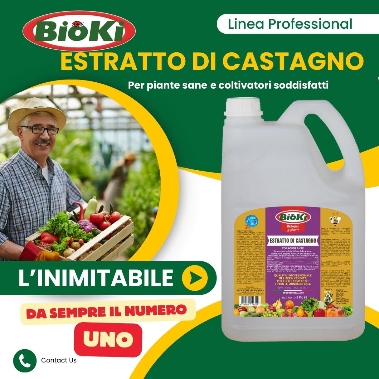 Antika Officina Botanika Estratto distillato di legno di castagno, elicitore di resistenza per malattie di orticoltura, frutticoltura e giardinaggio, tanica da 5 kg