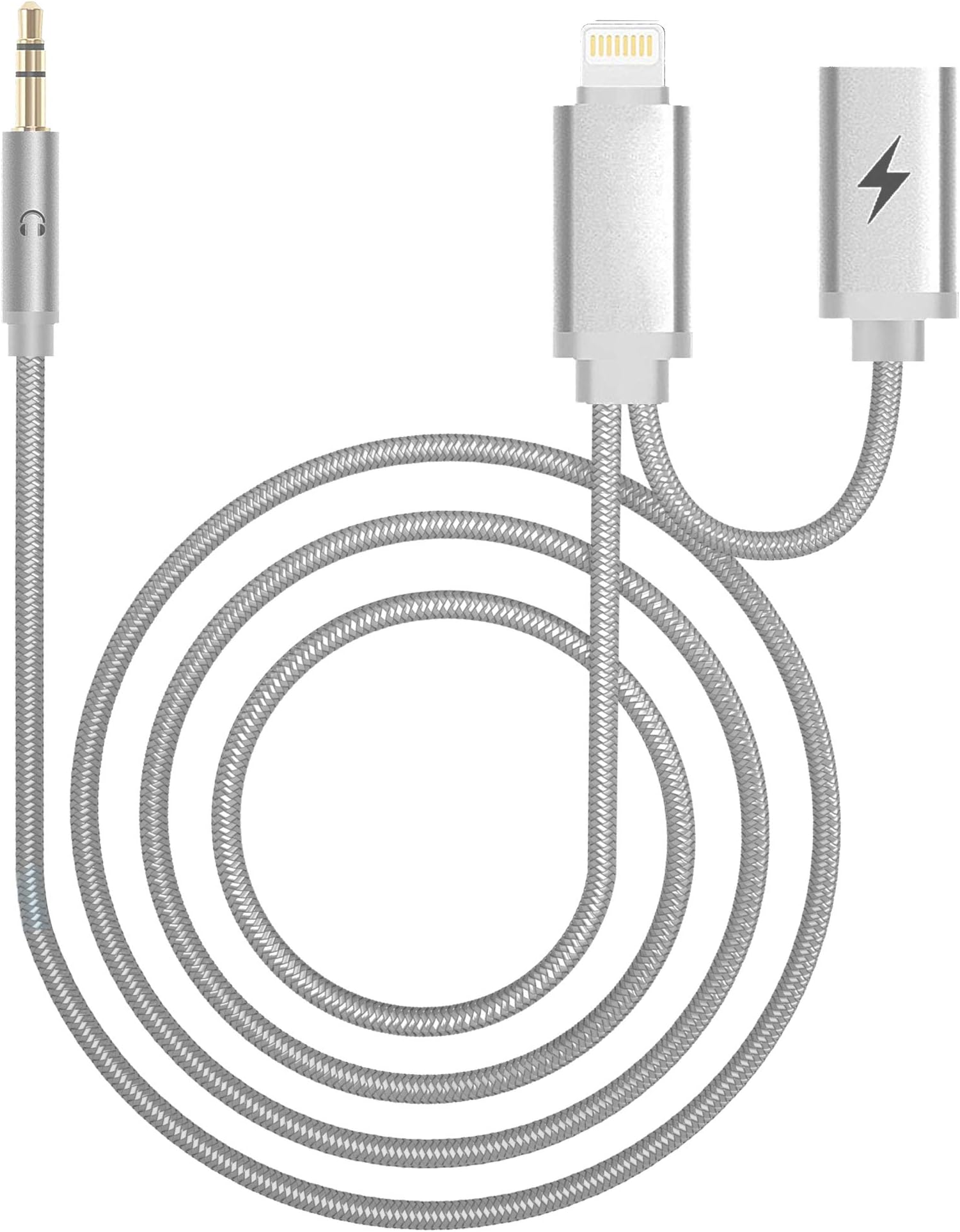 Aux Cable Compatible with Phone XS Phone X in Car, HUIRID 3.5mm Male Stereo Audio Cable Adapter Car Aux Cable Cord Compatible for ios iphone,ipad,ipod,Home/Car Stereo,Speakers,Headphones(Silver)