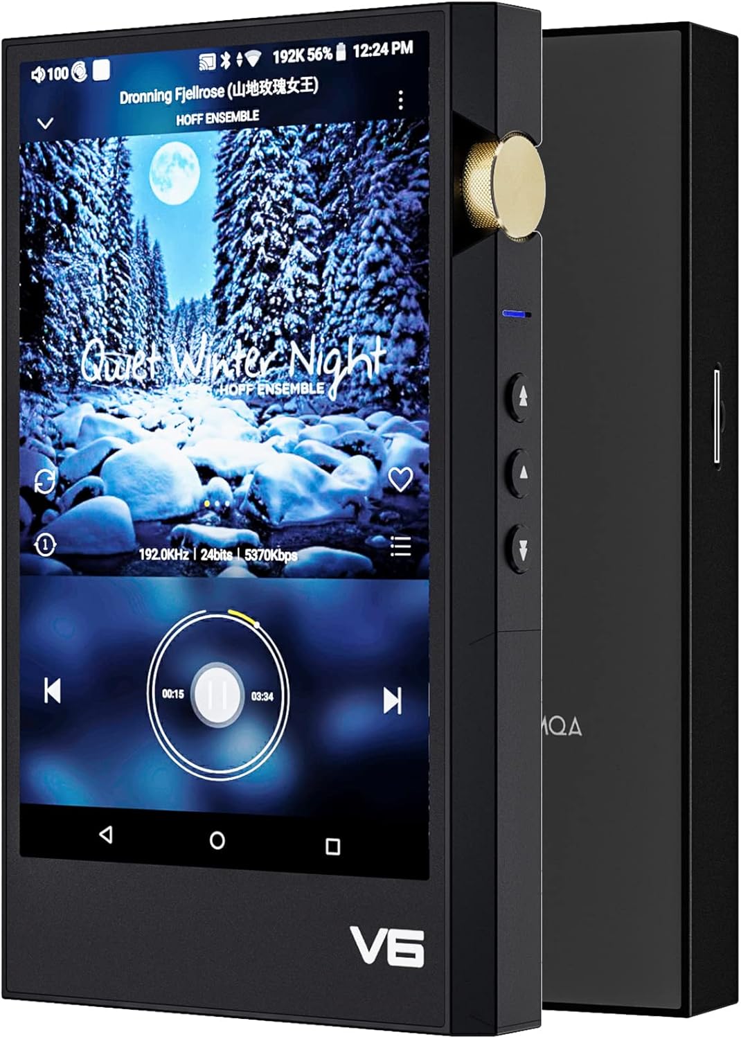 V6 Hi-Res digital audio music player,hifi player DAP,portable high resolution audio player, DSD MQA, dual ak4493SEQ, two way bluetooth,4500mAh battery, 4.4mm/3.5mm (Golden Volume Wheel)