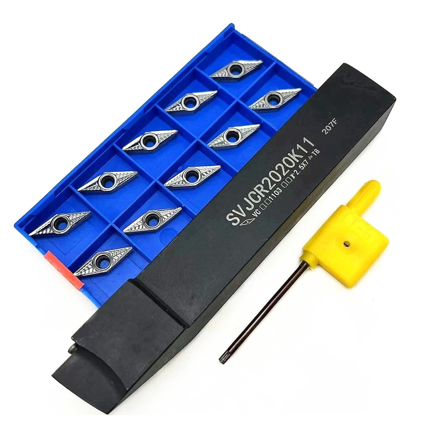 Lathe Turning Tool Set, SVJCR2020K11 Metal Lathe Tools Holder External Turning Tool + VCGT110304 AK H01 Carbide Inserts