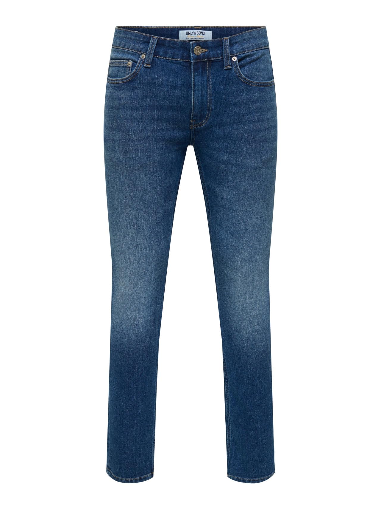 ONLY & SONS Onswarp Skinny Destroy PIM DNM, Dark Denim Blue, 36 W/34 L
