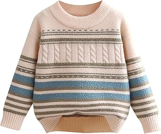 Guqmjde Girls' Warm Clothing Vintage Top Thermal Knitted Jumper Winter Jumper Leisure Clothes Children's Sweater Soft Winter Jumper Kids Clothing Fashionable Knitted Jumper