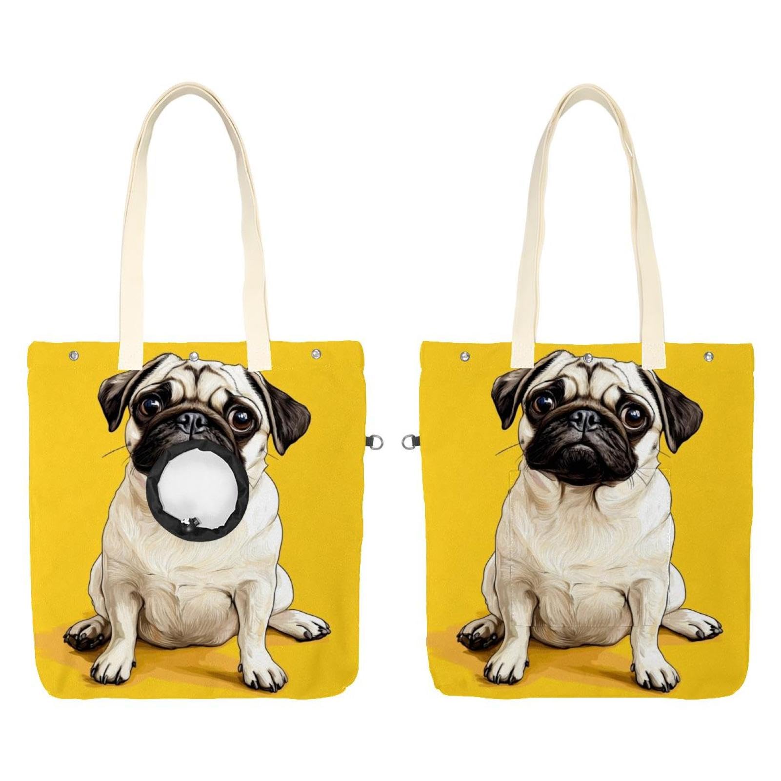 Sac en toile imprimé carlin blanc Show Head léger et robuste