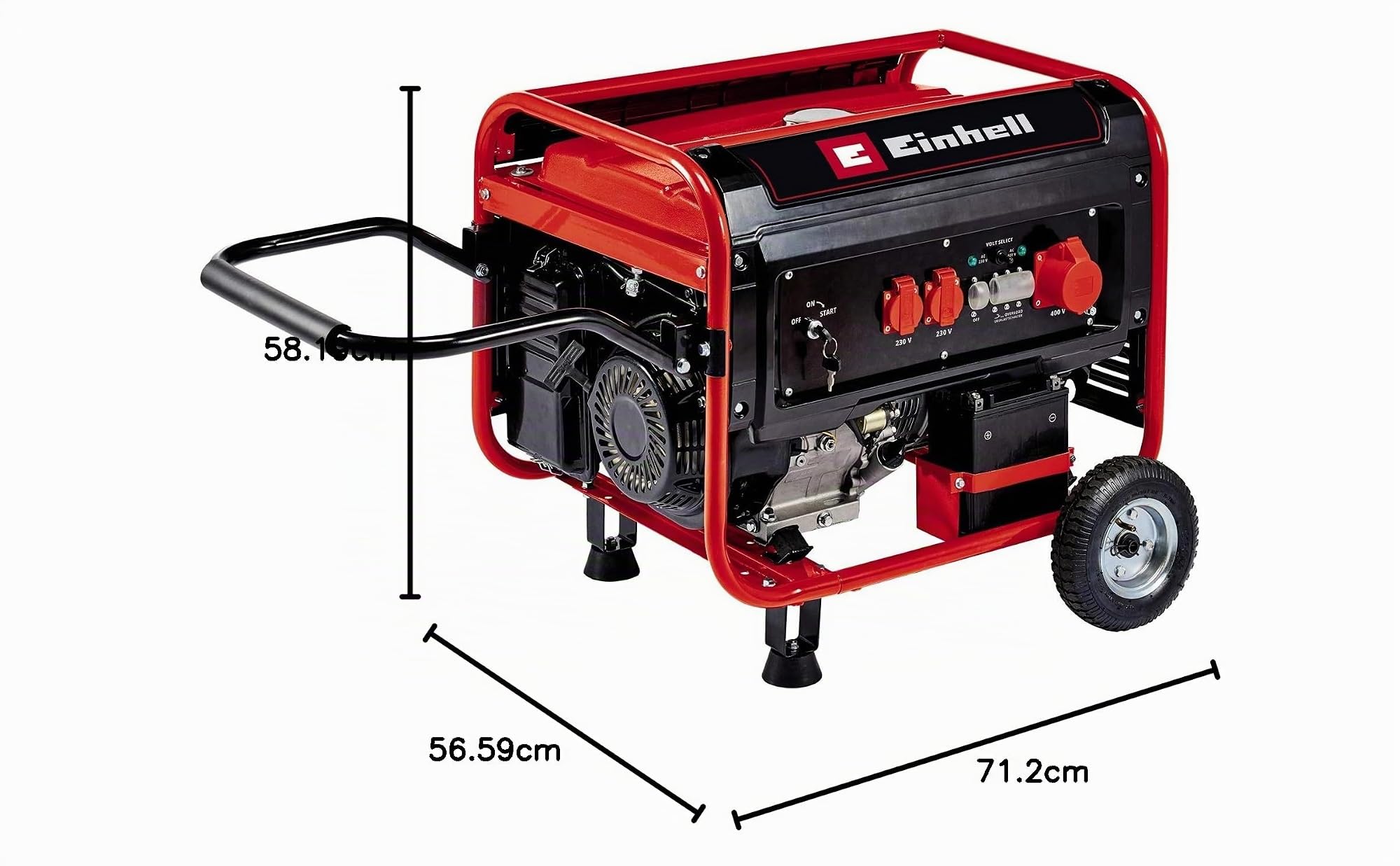 Einhell Generador eléctrico (gasolina) TC-PG 55/E5 (máx. 3600 W, motor de 4 tiempo robusto y de bajas emisiones, tomas 2 x 230V + 1 x 400V, 25 L tanque, AVR/fusible de bajo nivel de aceite)
