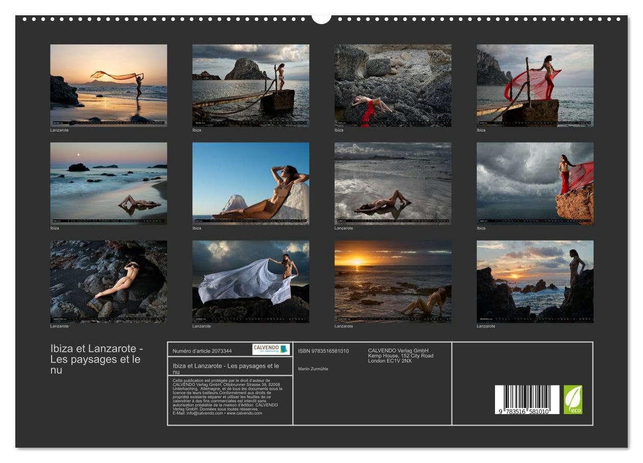 Ibiza et Lanzarote - Les paysages et le nu (Calendrier mural 2026 DIN A2 vertical) calendrier de bureau: Photos érotique au bord de la mer