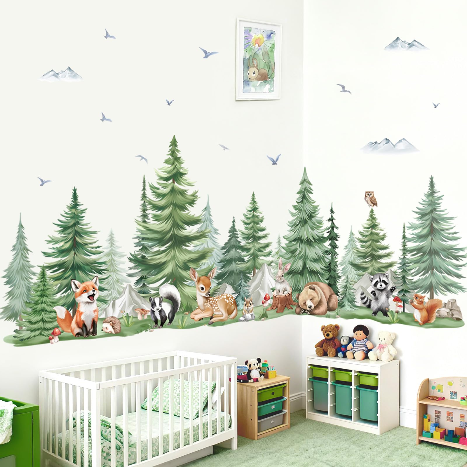 Wondever Stickers Muraux Pissenlit Animaux - Autocollants Chambre Enfants Bébé Ours Renard 9 Feuilles
