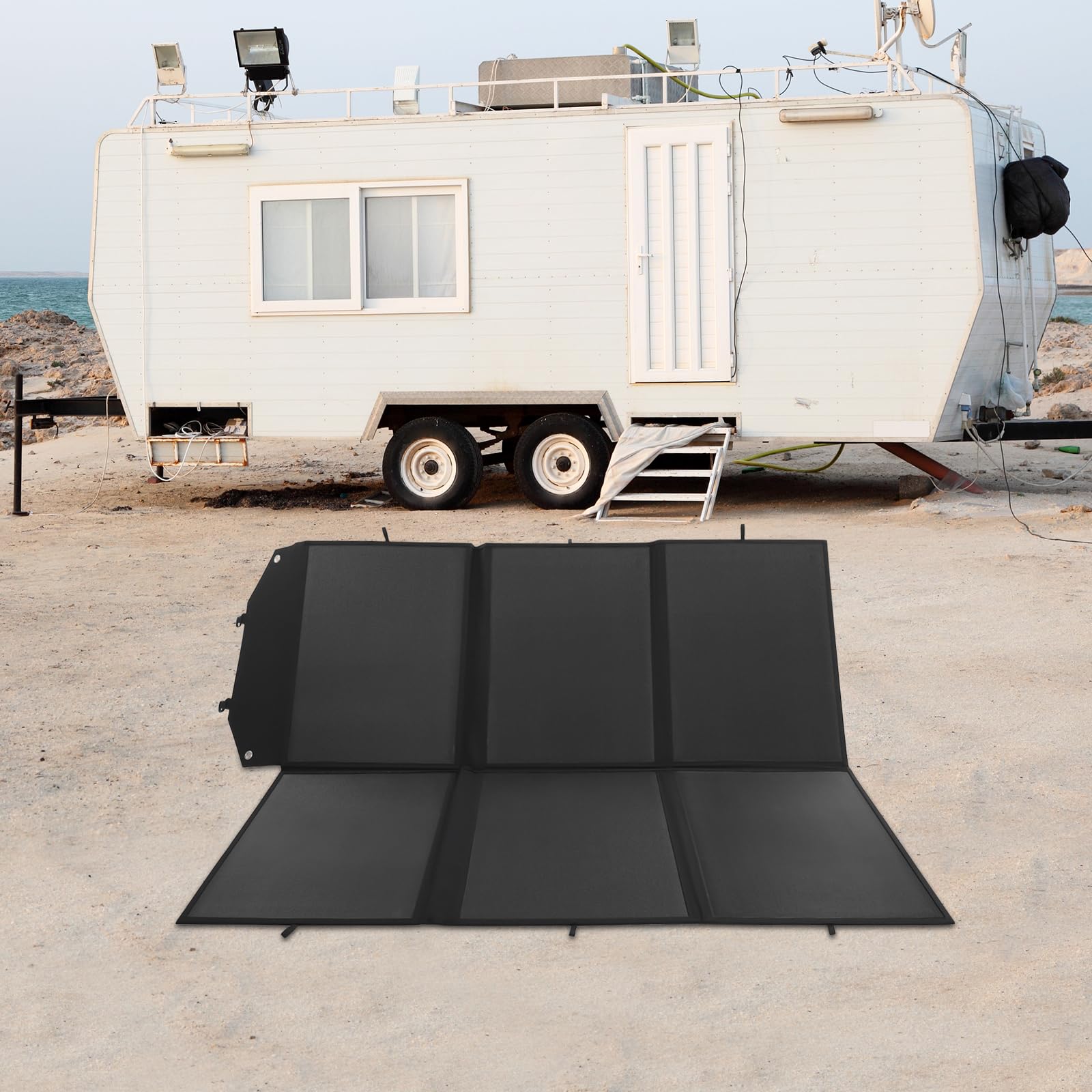 300W Panel Solar Portátil,IP4 Cargador Solar Portátil con tecnología HPBC y 24.8% de eficiencia,Módulo Solar Plegable de ETFE y paño Oxford con adaptador MC4,para aire libre,embarcaciones,camping