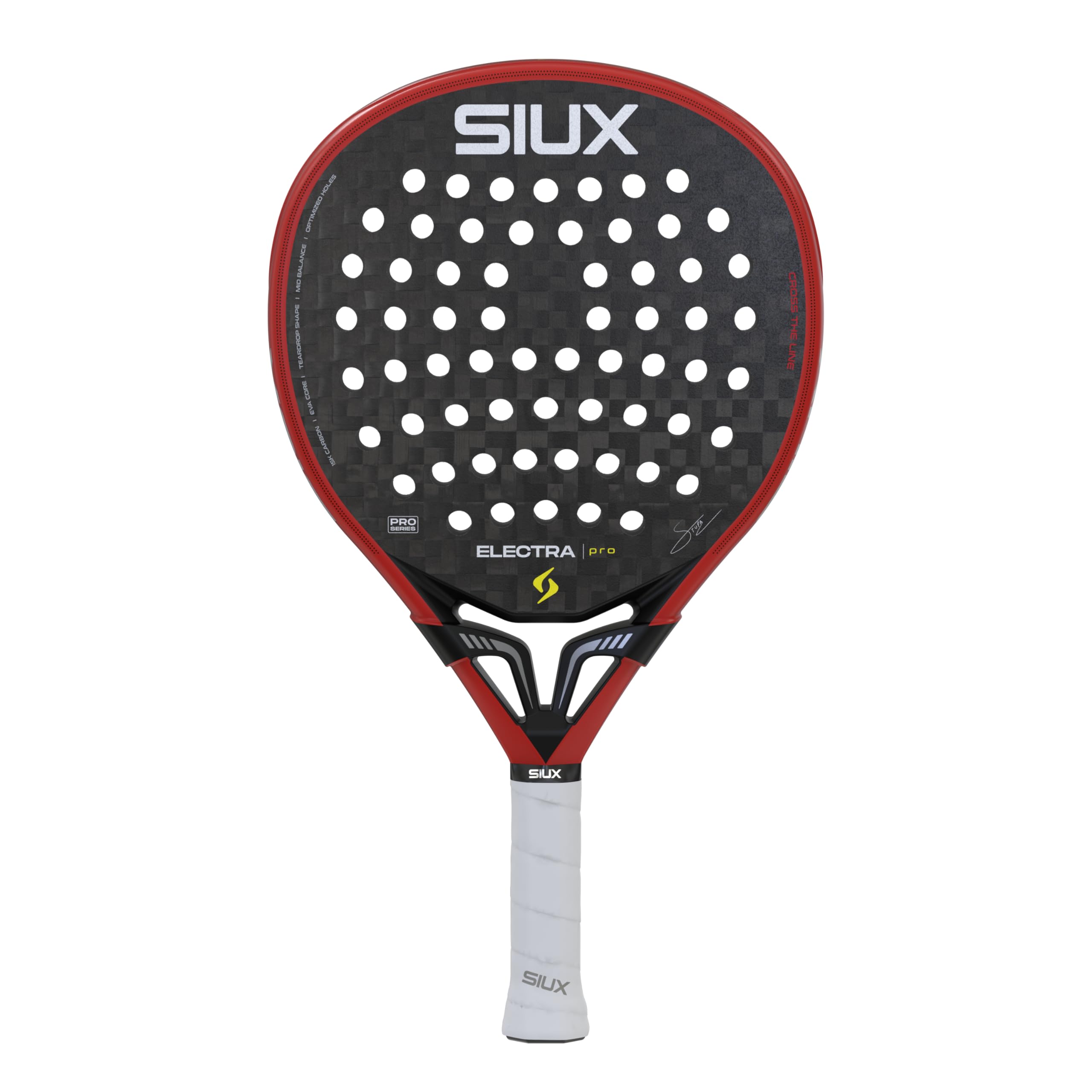 Siux - Pala de Pádel Electra Pro 2026 Fire Red Nivel Profesional Forma híbrida - Potencia con Gran Control