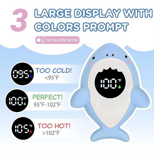 Miniatura 3 de Termómetro de baño para bebé, termómetro de agua de lectura instantánea Fahrenheit con pantalla LED, advertencia de temperatura, juguete flotante de