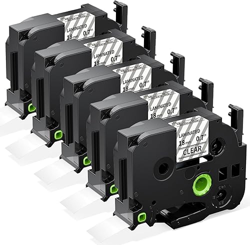 Labelife - Cinta para etiquetadora de 18 mm, transparente TZe-141, compatible con Brother P Touch TZe TZ, cinta de 18 mm 0.7 laminada, transparente